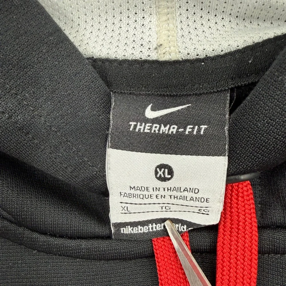 Nike Therma-FIT Mens XL Hoodie Black Red Swoosh Pullover Sweatshirt 438734-011‎